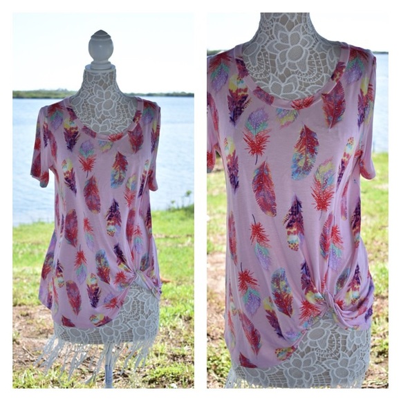 Feather Print Boho Top knot twist - Picture 6 of 7